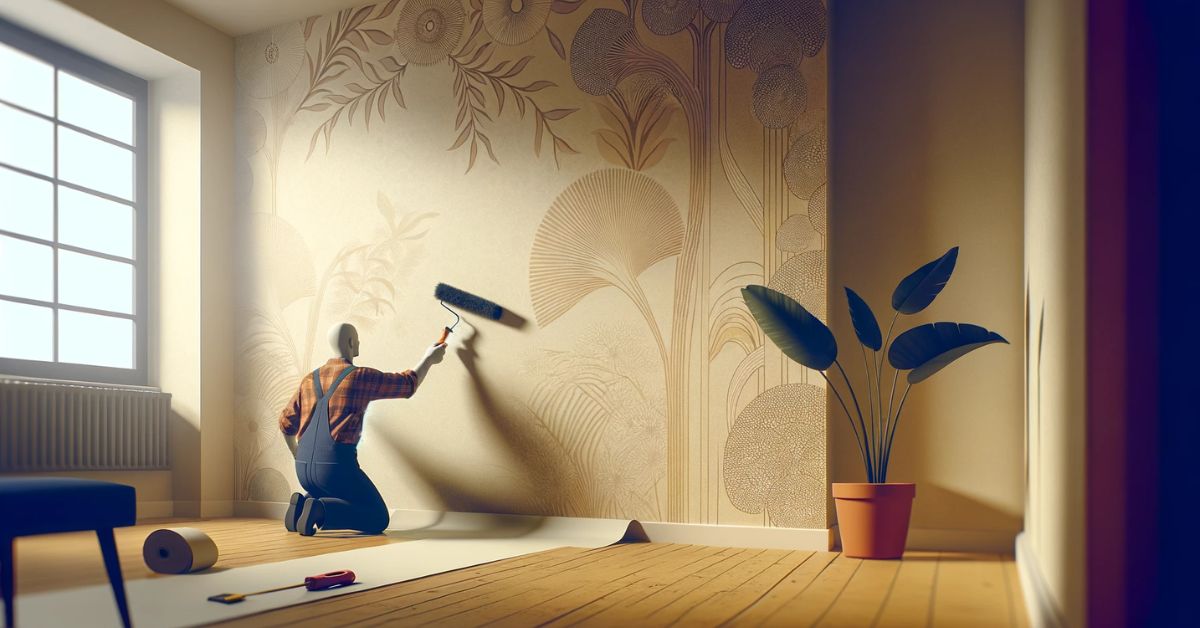 Mand opsætter tapet